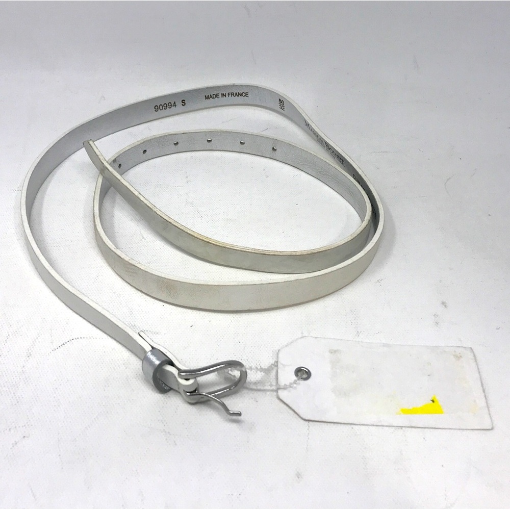 Maison Boinet Cuir De Vachette Leather Thin Belt, Womens Size 80cm -White/Silver